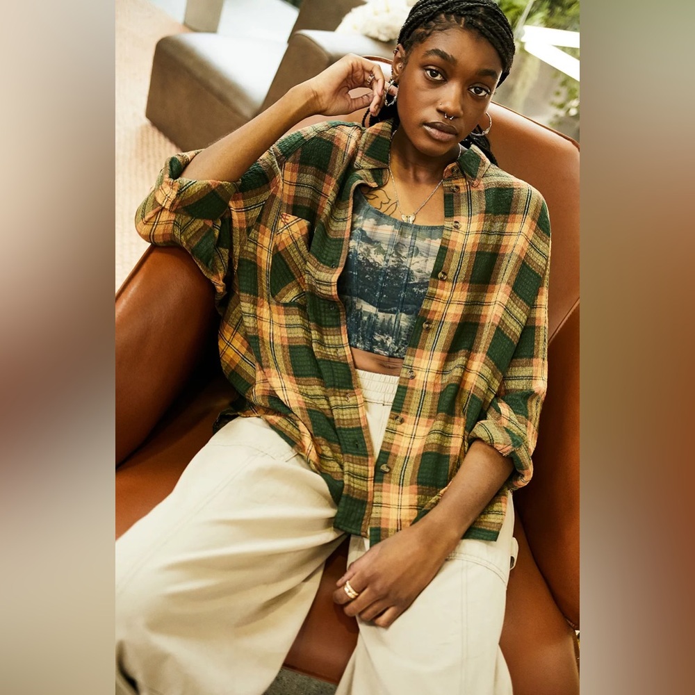 Vintage BDG Keanu Flannel Button-Down Shirt
